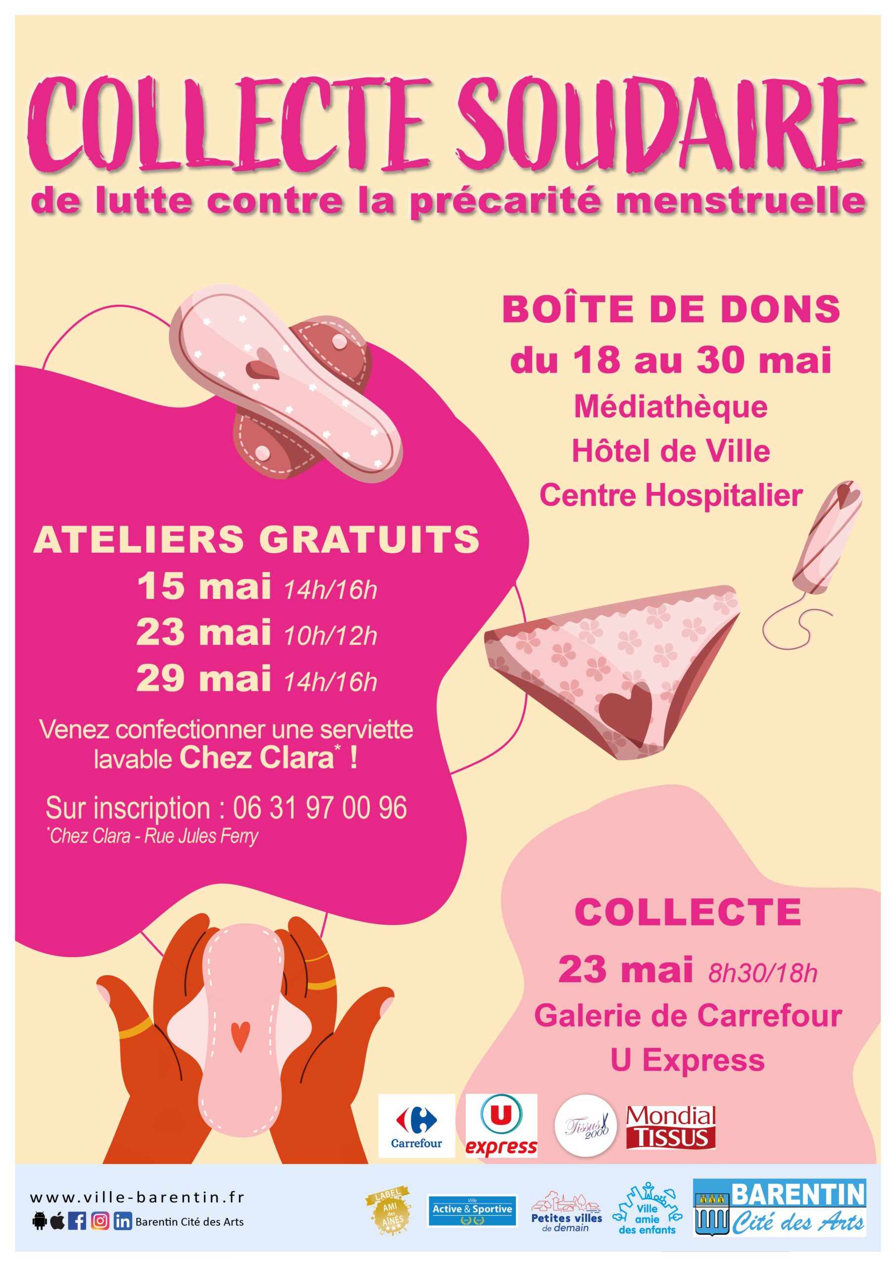 Affiche collecte solidaire de précarité menstruelle