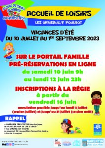 Inscription Accueil de loisirs Vacances d’été