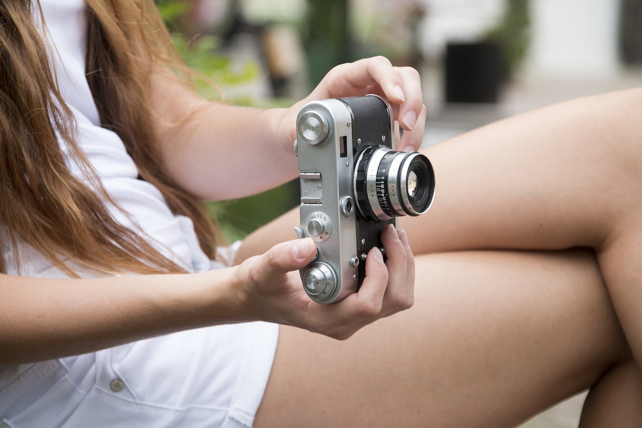 girl, camera, photos